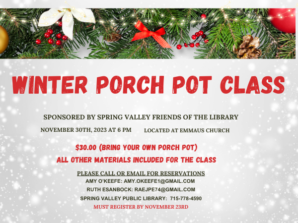 Winter Porch Pot Class Fundraiser